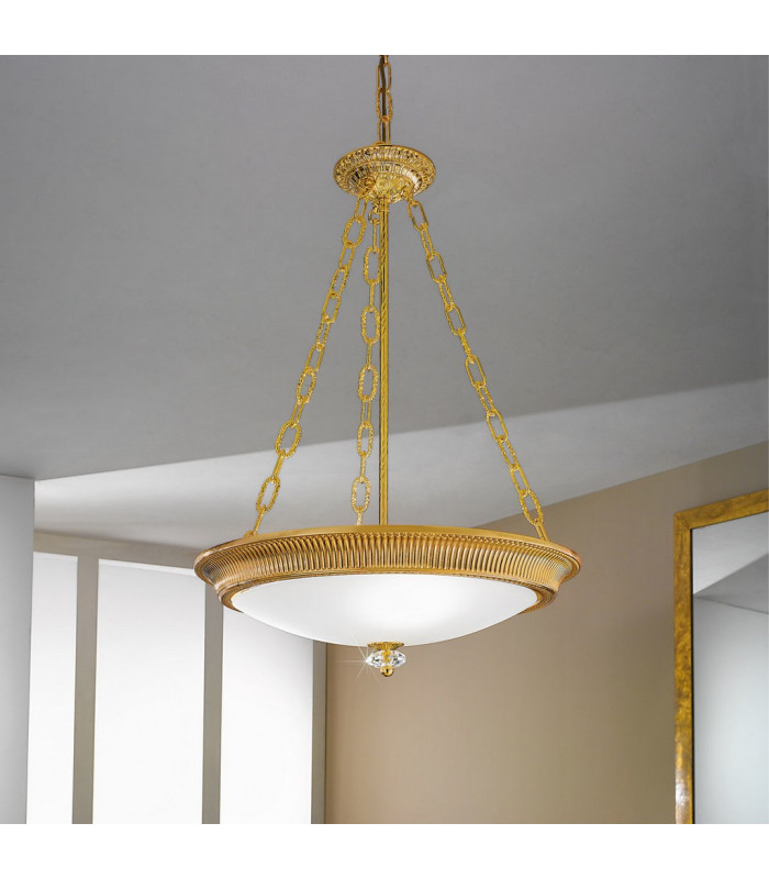 Milord Glass Cylindrical Pendant Ceiling Light 3 Light French Gold-2