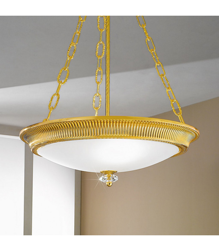 Milord Glass Cylindrical Pendant Ceiling Light 3 Light 24 Carat Gold-3