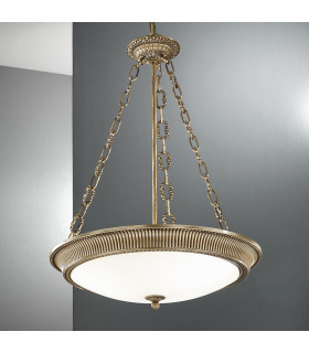 Milord Glass Cylindrical Pendant Ceiling Light 3 Light Antique Brass-2
