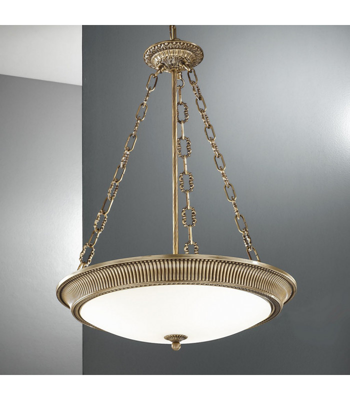 Milord Glass Cylindrical Pendant Ceiling Light 3 Light Antique Brass-2