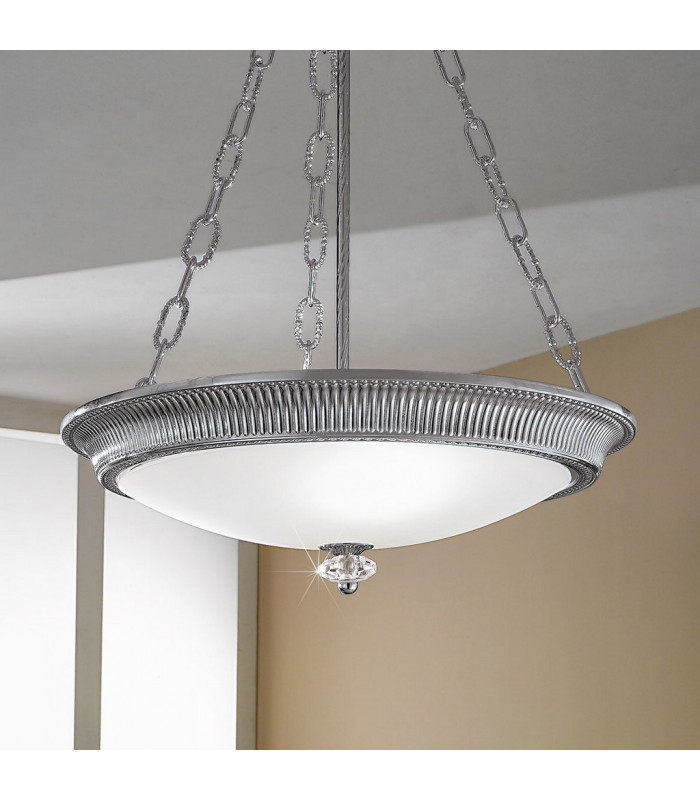 Milord Glass Cylindrical Pendant Ceiling Light 3 Light Chrome-3