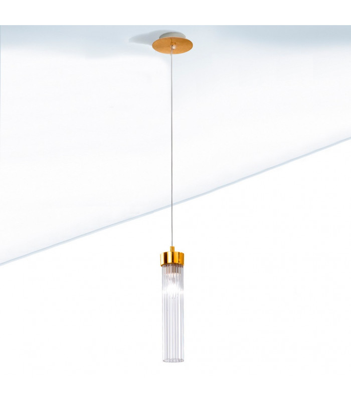 Raggio Glass Slim Pendant Ceiling Light Gold Leaf-2