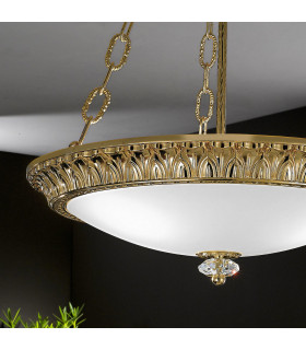 Milady Glass Cylindrical Pendant Ceiling Light 3 Light Antique Brass-2