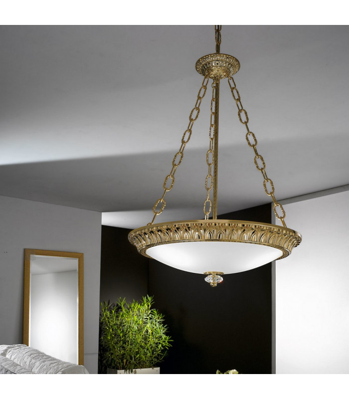 Milady Glass Cylindrical Pendant Ceiling Light 3 Light Antique Brass-3