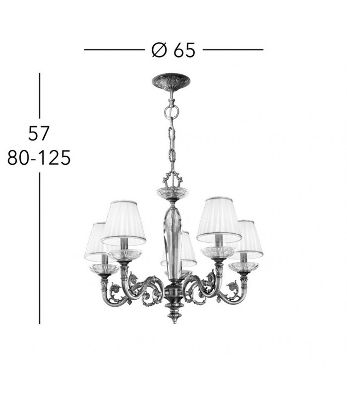 Contarini Multi Arm Chandeliers 5 Light 24 Carat Gold-3