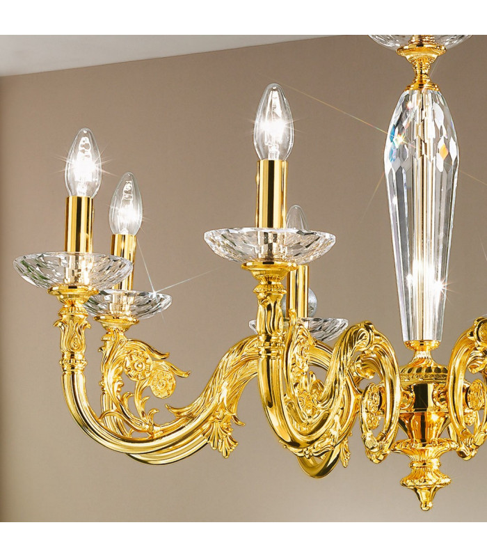 Contarini Multi Arm Chandeliers 8 Light 24 Carat Gold-2