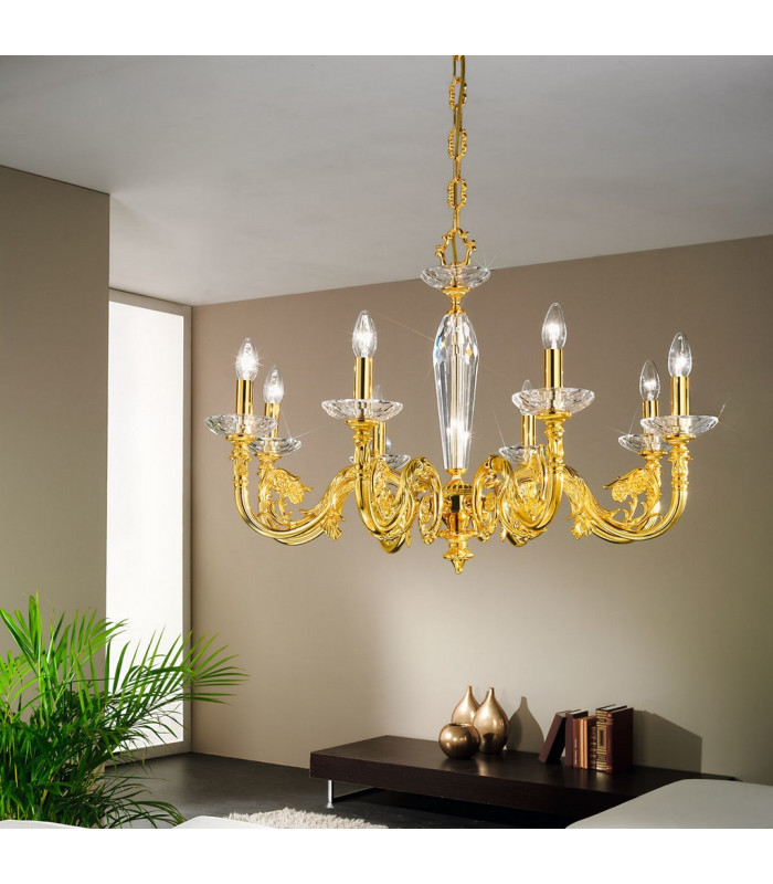 Contarini Multi Arm Chandeliers 8 Light 24 Carat Gold-3