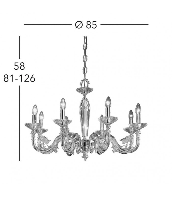 Contarini Multi Arm Chandeliers 8 Light 24 Carat Gold-4