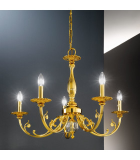 Pisani Multi Arm Chandeliers 5 Light 24 Carat Gold-2