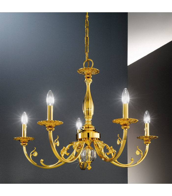Pisani Multi Arm Chandeliers 5 Light 24 Carat Gold-2