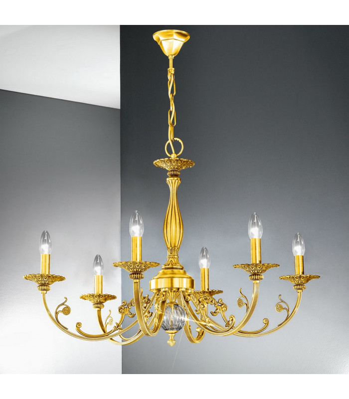 Pisani Multi Arm Chandeliers 6 Light 24 Carat Gold-2
