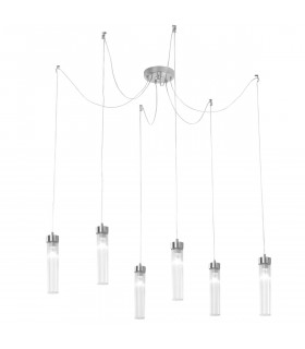Raggio Cluster Pendant Ceiling Light 6 Light Silver Leaf-1