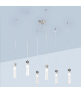 Raggio Cluster Pendant Ceiling Light 6 Light Silver Leaf-2
