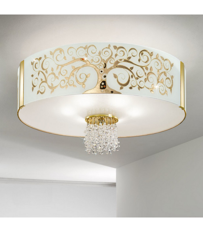 Emozione Glass Cylindrical Ceiling Light 6 Light 24 Carat Gold-2