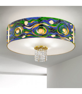 Emozione Glass Cylindrical Ceiling Light 6 Light 24 Carat Gold-2