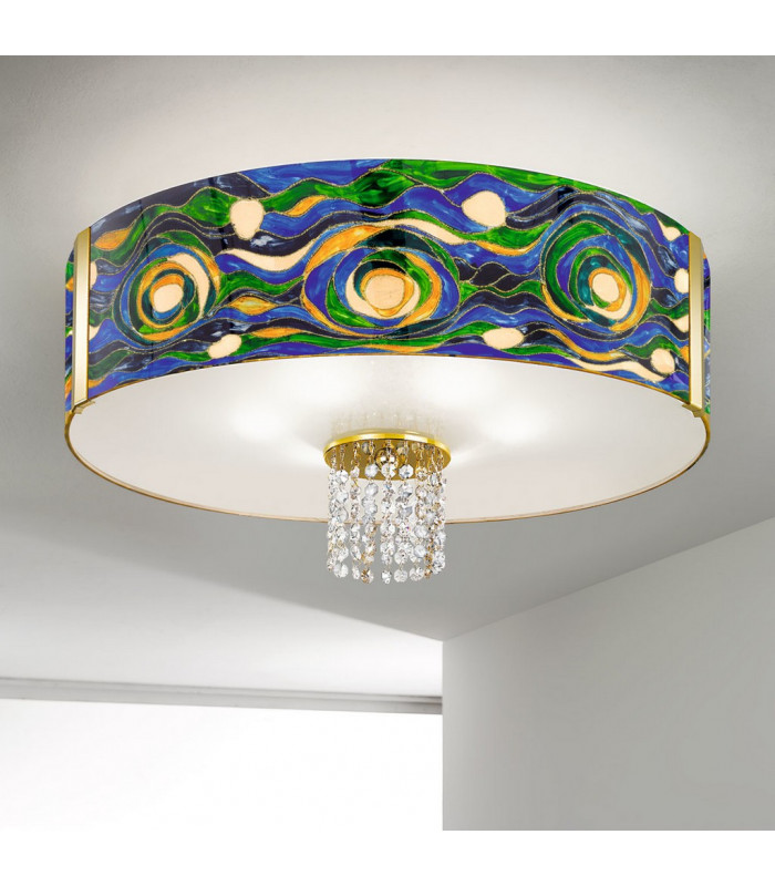 Emozione Glass Cylindrical Ceiling Light 6 Light 24 Carat Gold-2