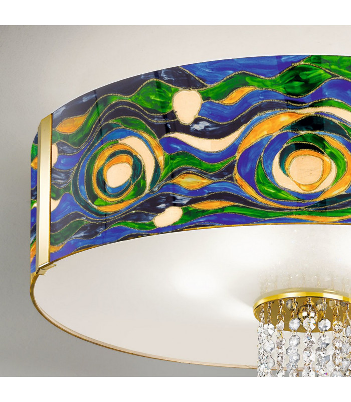 Emozione Glass Cylindrical Ceiling Light 6 Light 24 Carat Gold-3