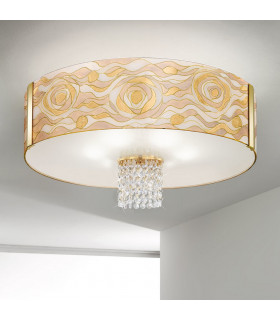 Emozione Glass Cylindrical Ceiling Light 6 Light 24 Carat Gold-2