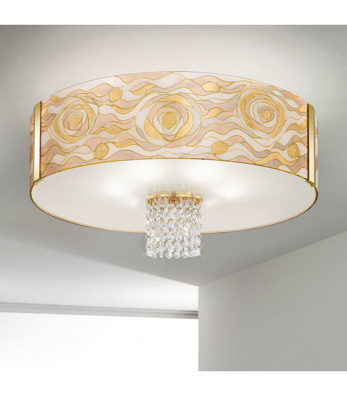 Emozione Glass Cylindrical Ceiling Light 6 Light 24 Carat Gold-2