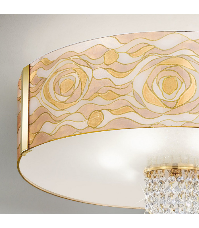 Emozione Glass Cylindrical Ceiling Light 6 Light 24 Carat Gold-3