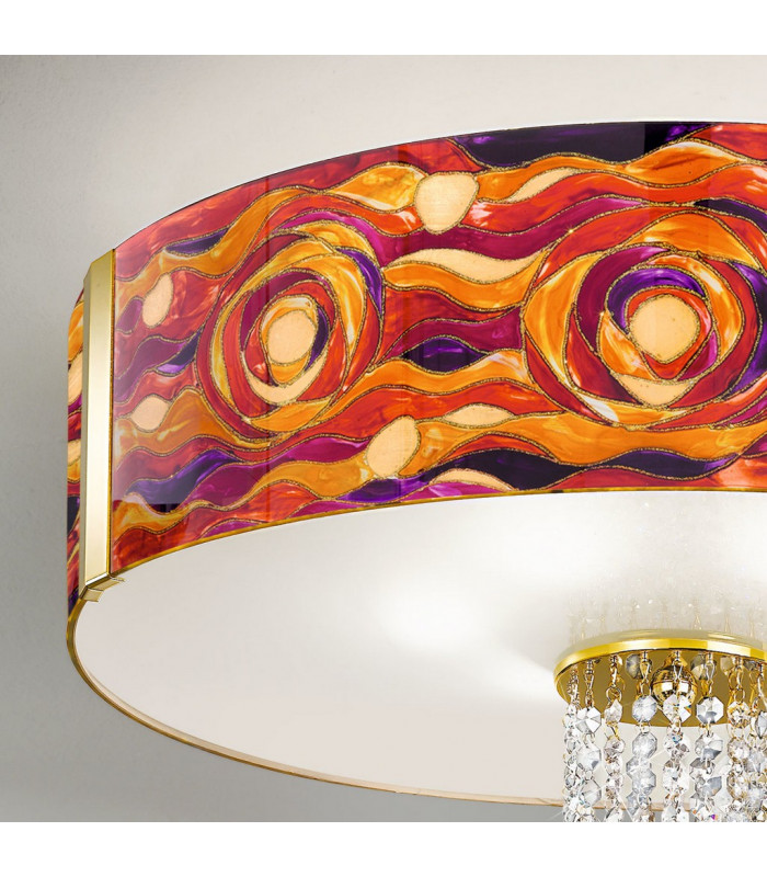 Emozione Glass Cylindrical Ceiling Light 6 Light 24 Carat Gold-3