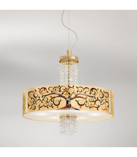 Emozione Glass Cylindrical Pendant Ceiling Light 6 Light 24 Carat Gold-2