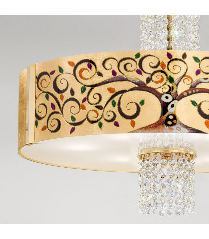 Emozione Glass Cylindrical Pendant Ceiling Light 6 Light 24 Carat Gold-3