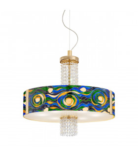 Emozione Glass Cylindrical Pendant Ceiling Light 6 Light 24 Carat Gold-1