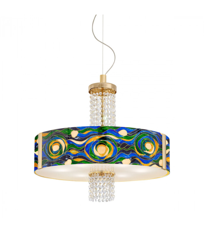 Emozione Glass Cylindrical Pendant Ceiling Light 6 Light 24 Carat Gold-1