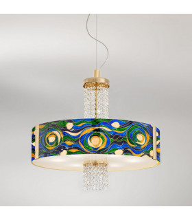 Emozione Glass Cylindrical Pendant Ceiling Light 6 Light 24 Carat Gold-2