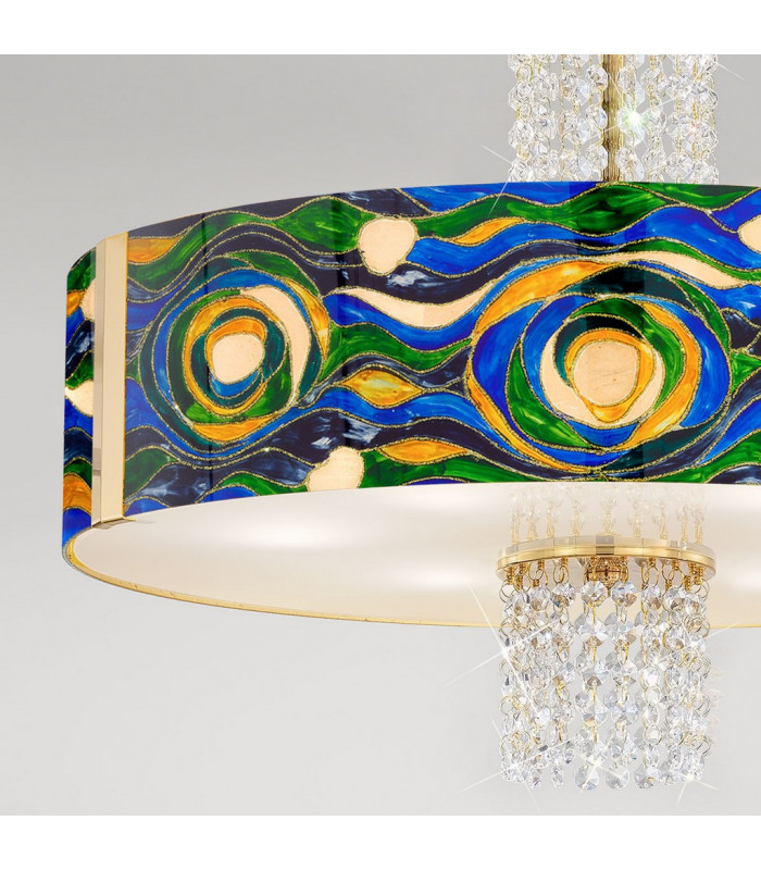 Emozione Glass Cylindrical Pendant Ceiling Light 6 Light 24 Carat Gold-3