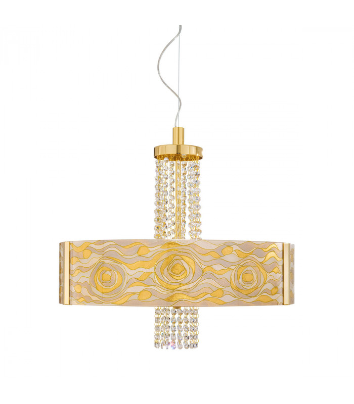 Emozione Glass Cylindrical Pendant Ceiling Light 6 Light 24 Carat Gold-1