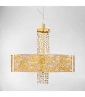 Emozione Glass Cylindrical Pendant Ceiling Light 6 Light 24 Carat Gold-2
