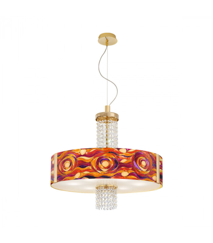Emozione Glass Cylindrical Pendant Ceiling Light 6 Light 24 Carat Gold-1
