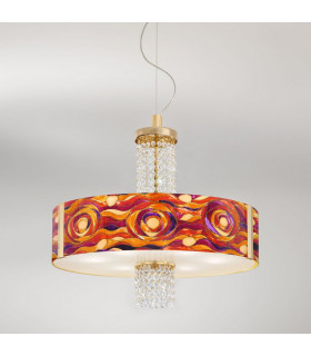 Emozione Glass Cylindrical Pendant Ceiling Light 6 Light 24 Carat Gold-2