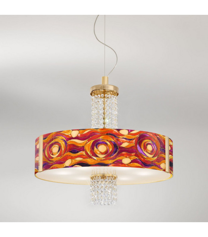 Emozione Glass Cylindrical Pendant Ceiling Light 6 Light 24 Carat Gold-2