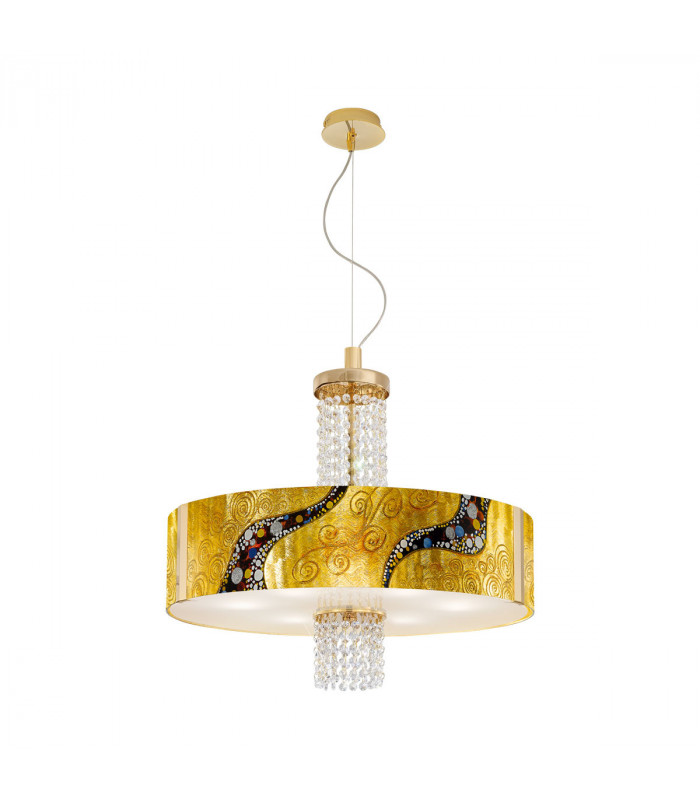 Emozione Glass Cylindrical Pendant Ceiling Light 6 Light 24 Carat Gold-1