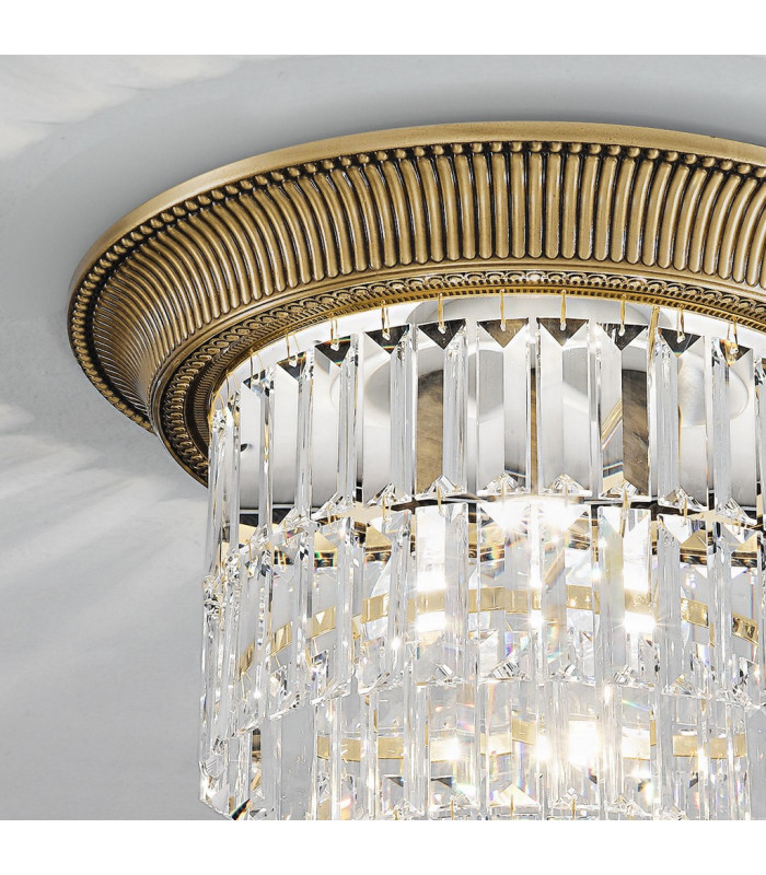 Milord Crystal Ceiling Light 4 Light Antique Brass-3