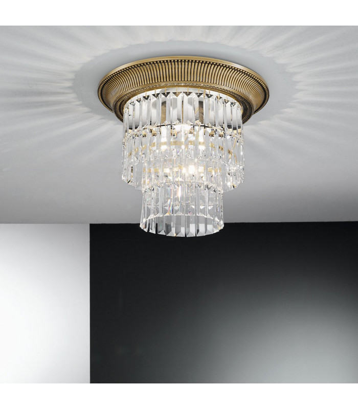 Milord Crystal Ceiling Light 4 Light Antique Brass-2