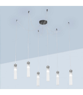 Raggio Cluster Pendant Ceiling Light 6 Light Brunito Brushed-2