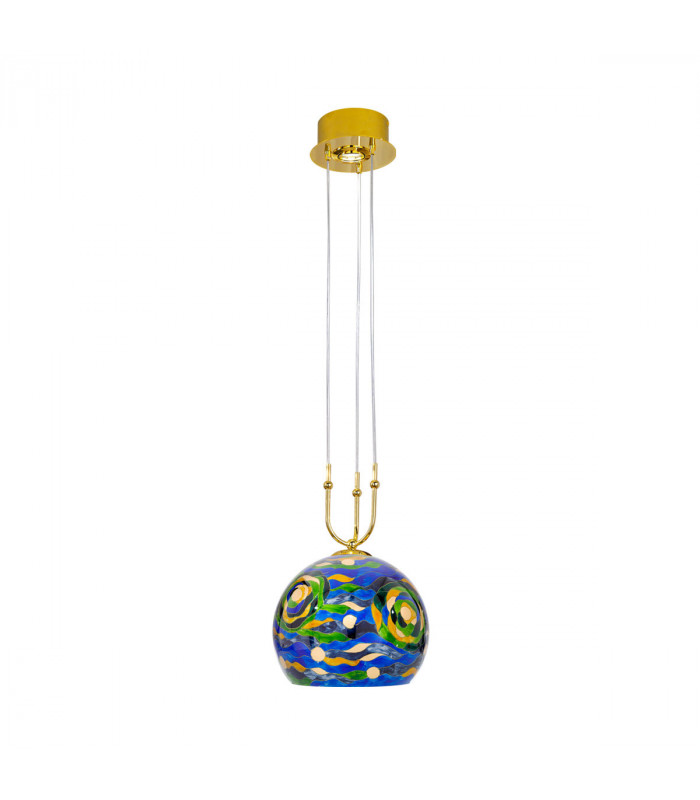 Luna Glass Dome Pendant Ceiling Light 2 Light 24 Carat Gold-1