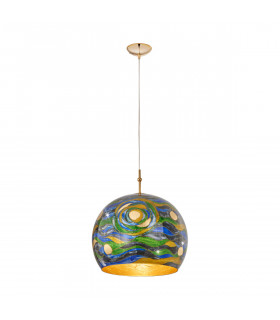 Luna Glass Dome Pendant Ceiling Light 24 Carat Gold-1