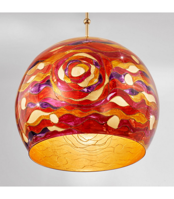 Luna Glass Dome Pendant Ceiling Light 24 Carat Gold-2