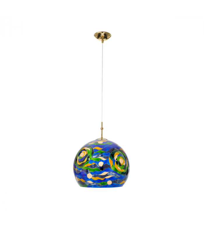 Luna Glass Dome Pendant Ceiling Light 24 Carat Gold-1