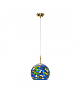 Luna Glass Dome Pendant Ceiling Light 24 Carat Gold-1
