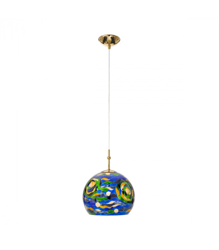 Luna Glass Dome Pendant Ceiling Light 24 Carat Gold-1