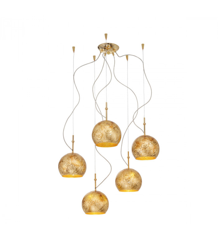 Luna Glass Cluster Pendant Ceiling Light 5 Light 24 Carat Gold-1