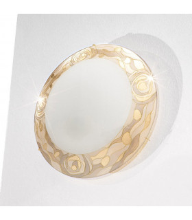 Serena Glass Decorative Flush Ceiling Light 2 Light 24 Carat Gold-2