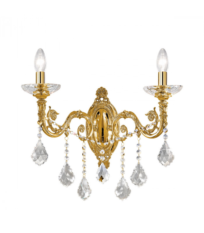 Contarini Crystal Crystal Candle Wall Lamp 2 Light French Gold-1