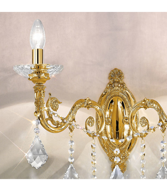 Contarini Crystal Crystal Candle Wall Lamp 2 Light French Gold-3